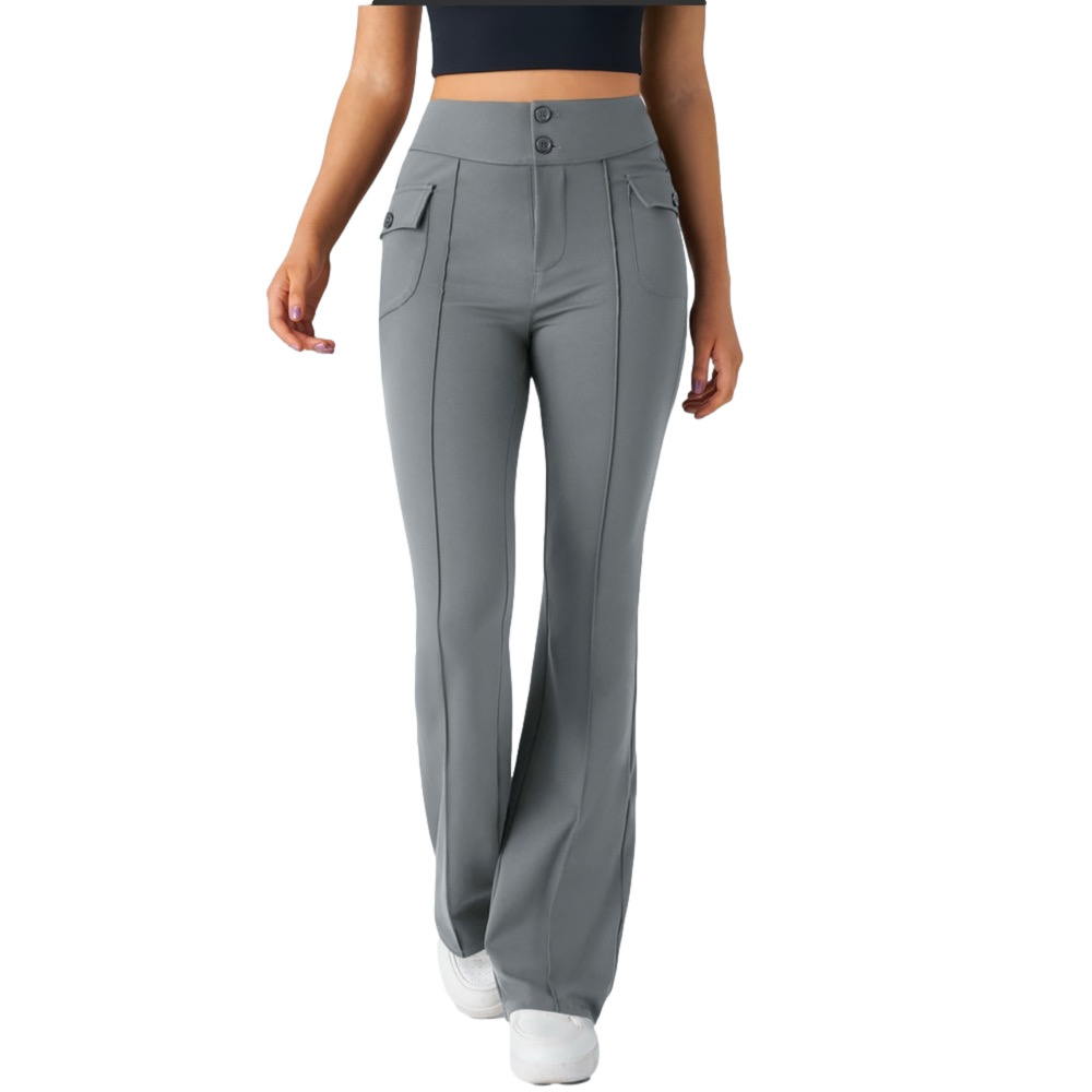HALARA Women’s High Waisted Button Side Flap Pocket Flare Casual Cargo Pants